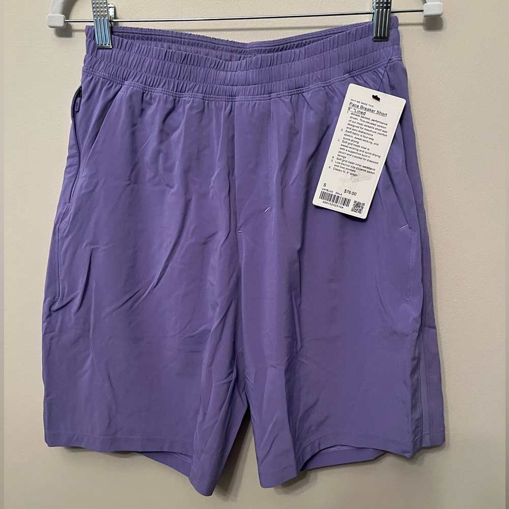 Lululemon Pace Breaker Shorts Mens Small Purple 9” Lined Sports Athletic LM7BJUS